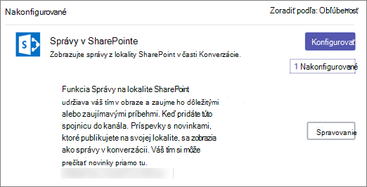 Dialógové okno konektora správ