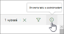 Zvýraznené tlačidlo Otvoriť tablu s podrobnosťami