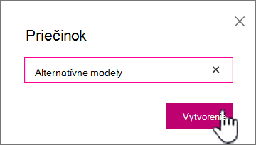 Dialógové okno Priečinok so zvýrazneným tlačidlom Vytvoriť