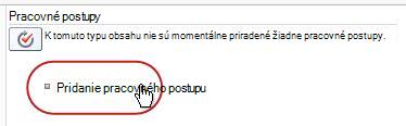 Prepojenie pridať pracovný postup
