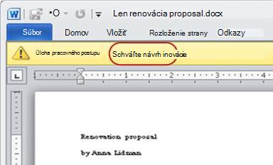 Položka na revíziu s textom Vykonajte revíziu dokumentu