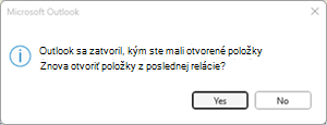 Chyba poslednej relácie Outlooku
