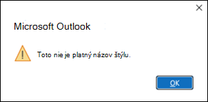 Chyba platného štýlu v Outlooku
