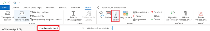 Kritériá vyhľadávania z predmetu, má prílohy