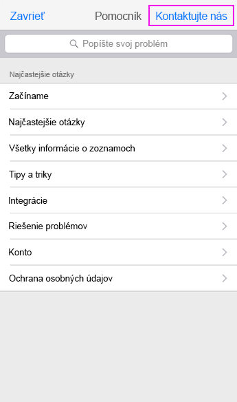Kontaktovať oddelenie podpory