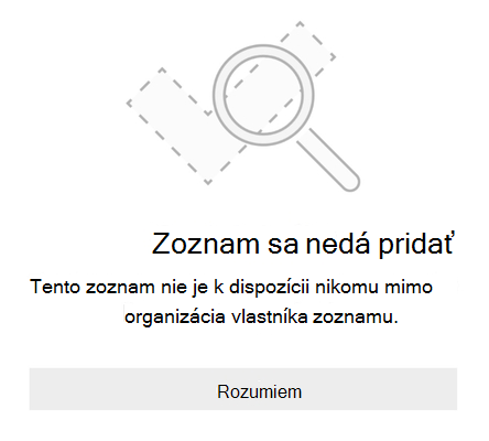 Chybové hlásenie zdieľania zoznamu od Microsoft To Do, ktoré hovorí, že sa nedá pripojiť k zoznamu. Tento zoznam nie je k dispozícii pre nikoho mimo organizácie vlastníka zoznamu.