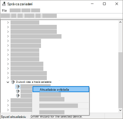 Kliknite pravým tlačidlom myši na zoznam zariadení a vyberte položku Aktualizovať ovládač.