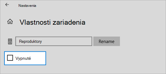 Zrušenie začiarknutia políčka na zakázanie vlastností zariadenia