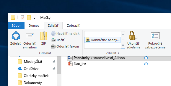 Zdieľanie súborov s konkrétnymi používateľmi v sieti