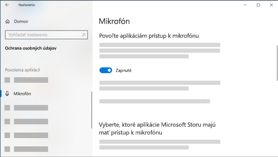 Nastavenia mikrofónu