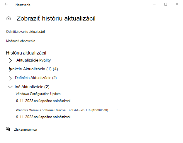 História aktualizácií