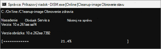 Snímka obrazovky nástroja Windows DISM restorehealth.