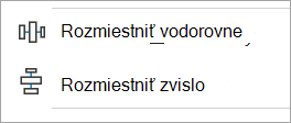 Snímka obrazovky zobrazujúca možnosti vodorovného a zvislého zarovnania v časti Zarovnať objekty.