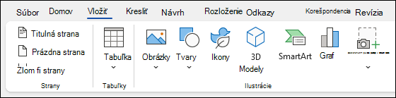 Vloženie položiek vo Worde