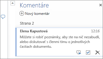 Postupnosť komentárov vo Worde Online