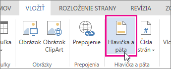 Obrázok tlačidla Hlavička & päta v Word Online