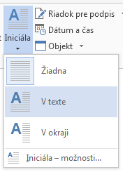 V ponuke Iniciála vyberte možnosť V texte.