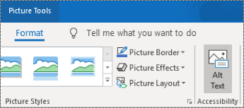 Tlačidlo Alternatívny text na páse s nástrojmi v Outlooku pre Windows
