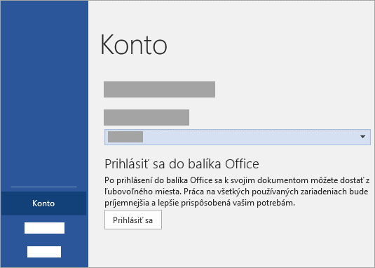 Prihláste sa pomocou konta Microsoft alebo pracovného alebo školského konta Office 365.