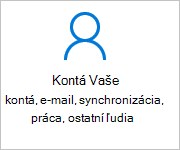 Kontá na obrazovke Nastavenia
