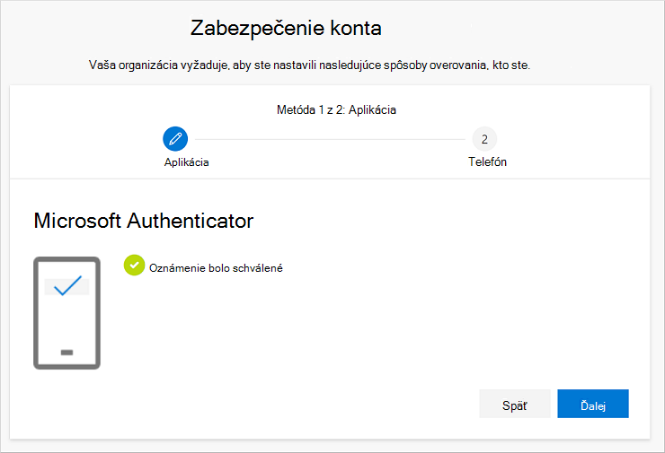 Oznámenie o úspešnom pripojení aplikácie a konta