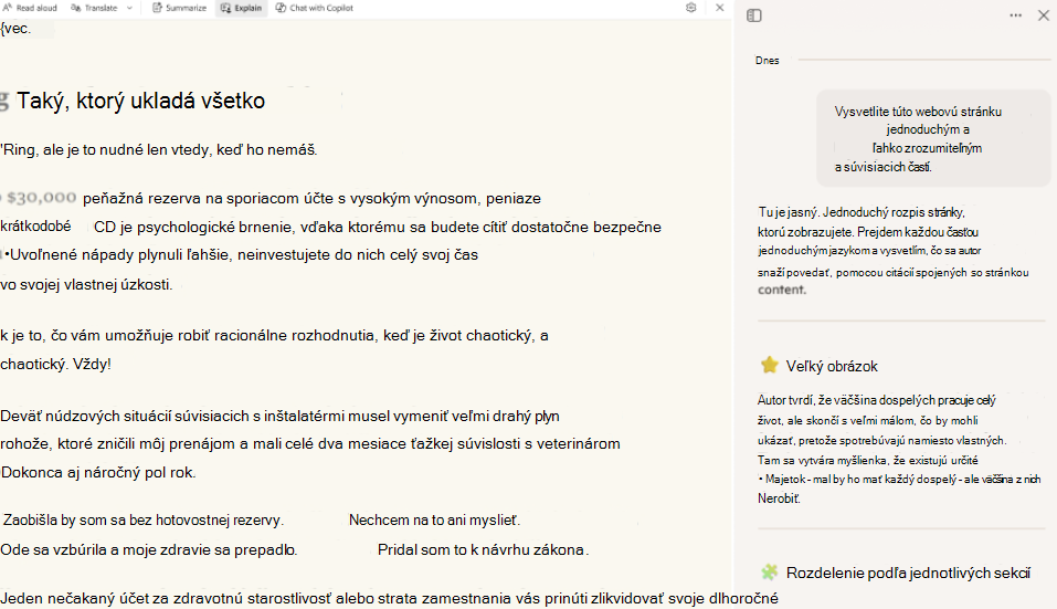 Snímka obrazovky režimu čítania-copilot.