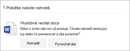 Chyba Názov súboru už existuje vo webovom používateľskom rozhraní OneDrivu