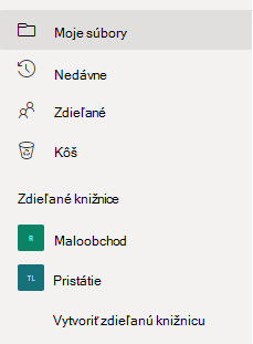Zobrazuje prepojenie Vytvoriť zdieľanú knižnicu v časti Zdieľané knižnice.