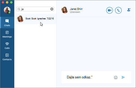 Obnovenie konverzácie cez okamžité správy