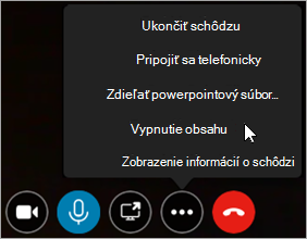 Príklad spôsobu vypnutia alebo zapnutia obsahu schôdze