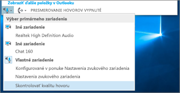 Kontrola kvality hovoru vlastného zariadenia