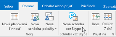 Plánovanie schôdze cez Skype for Business