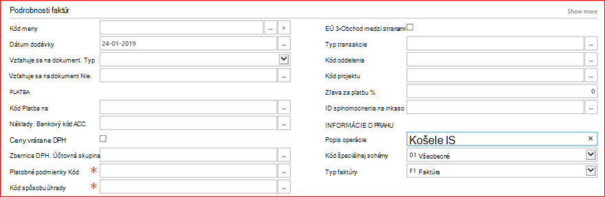 Podrobnosti faktúr z predajnej faktúry