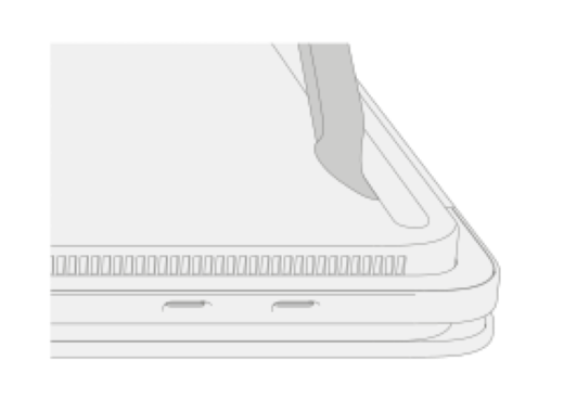 Spudger je lisovaný na okraji nohy.