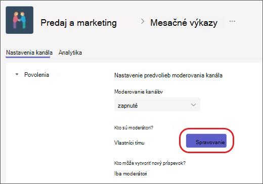 Pridanie alebo odstránenie moderátorov kanála