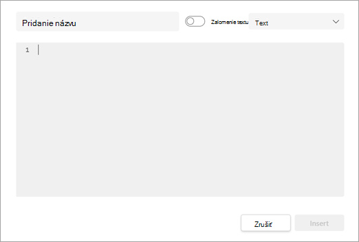 Snímka obrazovky zobrazujúca rozbalené pole s úryvkom kódu