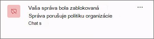 Snímka obrazovky s oznámením, keď je správa zablokovaná z dôvodu politiky organizácie