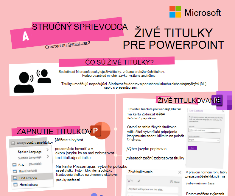 Snímka obrazovky so živými titulkami