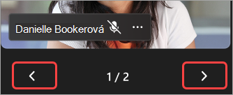 Snímka obrazovky zobrazujúca šípky na zobrazenie rôznych strán prezentujúcich
