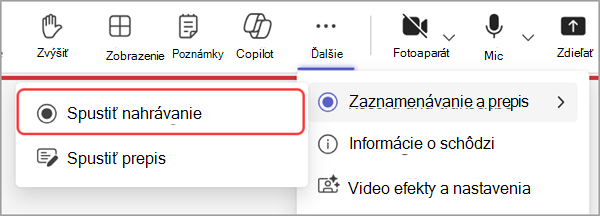 Začnite nahrávať stretnutie so zamestnancami.