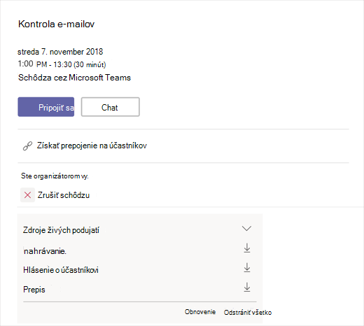 Tlačidlo Stiahnuť prepis