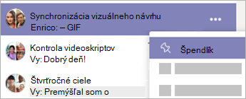 Pripnutý skupinový chat s názvom Revízie textu videa