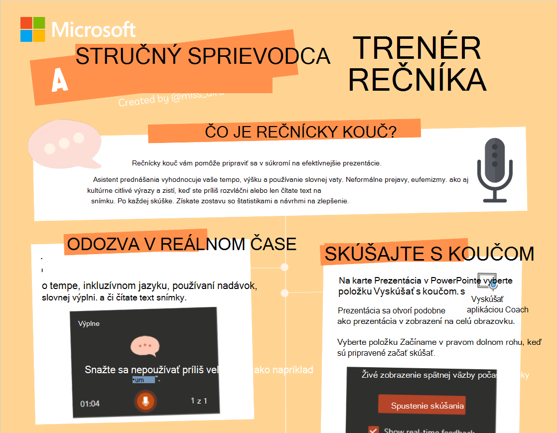 Snímka obrazovky s tréningom prednášania.