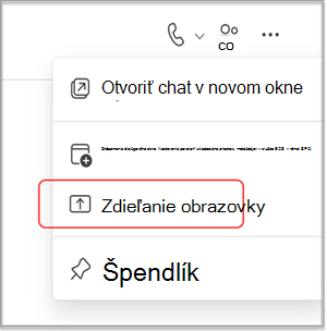 Zdieľanie obrazovky v chate v MS Teams