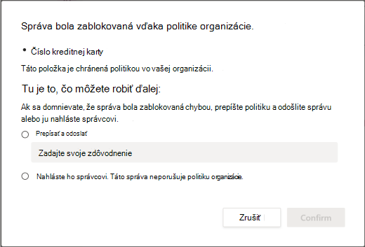 Prepísanie možností politiky ochrany pred únikom údajov v organizácii