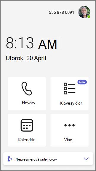 Kľúče telefónnej linky v aplikácii Teams Domov
