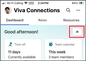 Screenshot with a callout over the icon for the organizations home page.