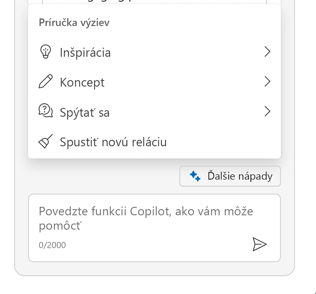 Snímka obrazovky znázorňujúca rozbalenú ponuku Sparkle na zobrazenie príručky s výzvou.