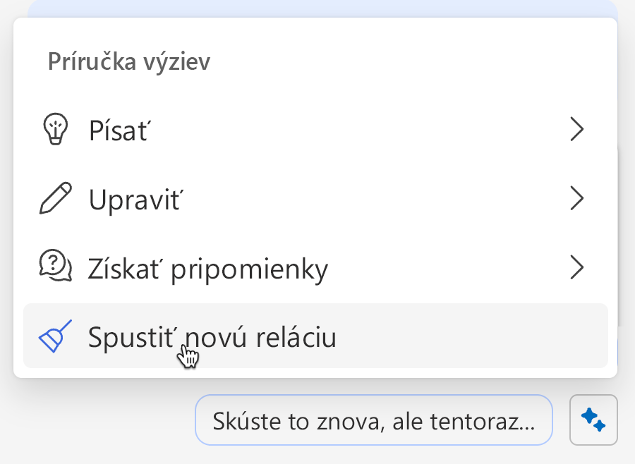 Snímka obrazovky znázorňuje, ako vymazať pamäť Copilota z ponuky sparkle.