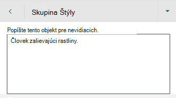 Dialógové okno Alternatívny text v Exceli pre Android.